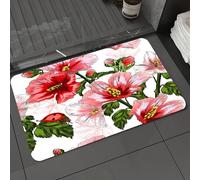 DALEXHM Alfombrilla de baño de Microfibra Alfombrilla para pies Alfombra de baño Super Absorbente Alfombra de baño,Patrón Floral sin Costuras con Mariquitas. Libre de Derechos.,60x100cm