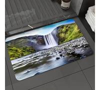 DALEXHM Alfombrilla de baño de Microfibra Alfombrilla para pies Alfombra de baño Super Absorbente Alfombra de baño,Larga exposición de la Famosa Cascada Skogafoss en Islandia al anochecer.,60x100cm