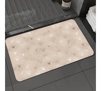 DALEXHM Alfombrilla de baño de Microfibra Alfombrilla para pies Alfombra de baño Super Absorbente Alfombra de baño,Patrón sin Costuras Art Decó con Azulejos de Abanico con Rayas Doradas.,50x80cm