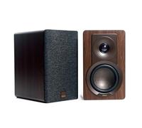 DALI KUPID - Altavoces de estantería pasivos de alta fidelidad pasivos de 2 vías con woofer de 4,5 pulgadas y tweeter de 1 pulgada, incluye soporte de pared (par), color nogal oscuro