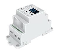 DALI - Regulador LED de 4 canales, carril DIN, con pantalla digital, regulable AC Push Dim, DALI-2, PWM, 4 direcciones, DT6 DT8 para tiras LED monocolor CCT RGB RGBW, 4 x 5 A @ 12 V/24 V, 4 x 3 A @ 36