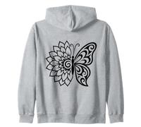 Dalia Media Mariposa Tribal Floral Ornamental Boho Line Art Sudadera con Capucha