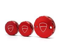 DALIDAK Compatible con Ducati Hypermotard 950 Sp 1100 Monster 1200 R 1100 S Evo. Tapa protectora del depósito de líquido de freno y embrague delantero y trasero. Accesorios.(3 Pieces Red)