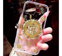 DALIHEBO Funda para iPhone 12, bonita funda protectora 3D con purpurina transparente y diseño de lámina dorada de poliuretano termoplástico suave, delgada, a prueba de golpes, para mujeres y niñas