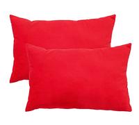 Dalina 2 Fundas de Cojines de Terciopelo de 50x70CM - Fundas para Almohadas y Cojines, 100% Poliéster y Extra Suave, 2 Unidades con Cierre de Cremallera (Rojo)