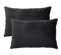 Dalina 2 Fundas de Cojines de Terciopelo de 50x70CM - Fundas para Almohadas y Cojines, 100% Poliéster y Extra Suave, 2 Unidades con Cierre de Cremallera (Negro)