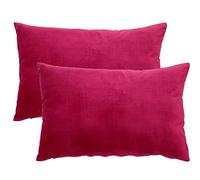 Dalina 2 Fundas de Cojines de Terciopelo de 50x70CM - Fundas para Almohadas y Cojines, 100% Poliéster y Extra Suave, 2 Unidades con Cierre de Cremallera (Rojo Tinto)
