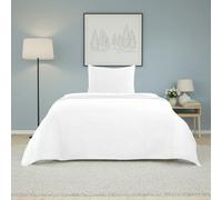 DALINA - Colcha Bouti para Cama 90, Cubre Cama Fina 180x260cm Incluye 1 Funda de Cojín, Diseño de círculo Estampado Suave Ideal para Primavera, Verano y Entretiempo, Blanco