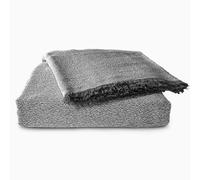 DALINA Colcha Multiusos Sofa,Manta Foulard,Plaid para Cama,Cubresofa Cubrecama,Comoda Practica y Suave. Poliester Algodón con Bordaje de Mezclo Gris + Negro 125X180CM