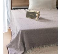 DALINA Colcha Multiusos Sofa,Manta Foulard,Plaid para Cama,Cubresofa Cubrecama,Comoda Practica y Suave. Poliester Algodón con Bordaje de Rombo Gris 230X260CM