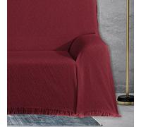 DALINA Colcha Multiusos Sofa,Manta Foulard,Plaid para Cama,Cubresofa Cubrecama,Comoda Practica y Suave. Poliester Algodón con Bordaje de Rombo Granate 230X260CM