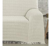 DALINA Colcha Multiusos Sofa,Manta Foulard,Plaid para Cama,Cubresofa Cubrecama,Comoda Practica y Suave. Poliester Algodón con Bordaje de Guadro Beige 230X260CM