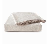 DALINA Colcha Multiusos Sofa,Manta Foulard,Plaid para Cama,Cubresofa Cubrecama,Comoda Practica y Suave. Poliester Algodón con Bordaje de Mezclo Beige + Camel 180X260CM