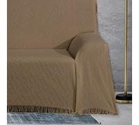 DALINA Colcha Multiusos Sofa,Manta Foulard,Plaid para Cama,Cubresofa Cubrecama,Comoda Practica y Suave. Poliester Algodón con Bordaje de Rombo Camello 180X260CM