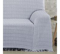 DALINA Colcha Multiusos Sofa,Manta Foulard,Plaid para Cama,Cubresofa Cubrecama,Comoda Practica y Suave. Poliester Algodón con Bordaje de Guadro Gris 230X260CM