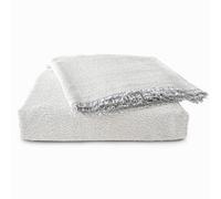 DALINA Colcha Multiusos Sofa,Manta Foulard,Plaid para Cama,Cubresofa Cubrecama,Comoda Practica y Suave. Poliester Algodón con Bordaje de Mezclo Beige + Gris 180X260CM