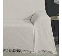 DALINA Colcha Multiusos Sofa,Manta Foulard,Plaid para Cama,Cubresofa Cubrecama,Comoda Practica y Suave. Poliester Algodón con Bordaje de Rombo Beige 180X260CM