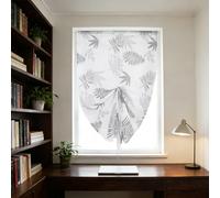 DALINA Cortinas Cocina para Ventana y Puerta con Cordón Central, Bando de Visillo Ajustable, Translúcidas y Decorativas para Cocina y Estudio, 90 x 140 cm, Estampado Hojas Negro, 2 Piezas