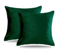 Dalina Textil 2 Fundas de Cojines de Franela de 45 x 45cm - Fundas para Almohadas y Cojines para otoño/Invierno, 100% Poliéster y Extra Suave, 2 Unidades con Cierre de Cremallera.Verde Botella