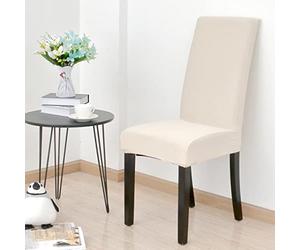 DALINA Textil - 4Fundas de Sillas de Comedor, Elásticas y Fina - Funda Asiento Silla Lisa, Desmontables Lavables Cubiertas para Sillas de Comedor Hotel Banquete de Boda