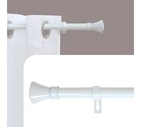 DALINA TEXTIL - Barras de Cortina Extensible 19mm - Barra Cortinas fina para Salón Dormitorio - Palos Cortinas Delgado (Blanco) Rústico 120-210cm