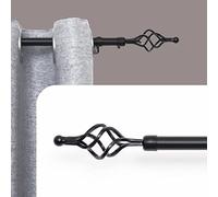 DALINA TEXTIL - Barras de Cortina Extensible 19mm - Barra Cortinas fina para Salón Dormitorio - Palos Cortinas Delgado (Negro) Piña 120-210cm