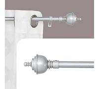 DALINA TEXTIL - Barras de Cortina Extensible 19mm - Barra Cortinas fina para Salón Dormitorio - Palos Cortinas Delgado (Plateado) Torre 70-120cm