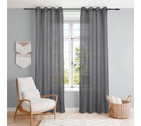 Dalina Textil - Cortina Translucido Liso para Ventana - Cortina con Ojales Poliéster Color Sólido para Salón Dormitorio 1 Pieza 140x260cm, Color Gris Oscuro.