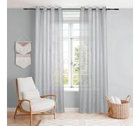 Dalina Textil - Cortina Translucido Liso para Ventana - Cortina con Ojales Poliéster Color Sólido para Salón Dormitorio (1 Pieza 140x260cm, Gris Claro)