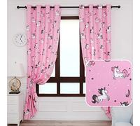 Dalina Textil - Cortinas Infantiles Niño Translúcido Dos Paneles de 140x260cm- Cortinas Visillos Juveniles Animales para Habitación Sala de Estar un Panel Patrón de Unicornio Rosa