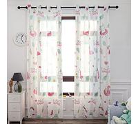 Dalina Textil - Cortinas Infantiles Niño un Panel de 140x260cm- Cortinas Juveniles Animales para Habitación Sala de Estar un Panel Patrón de Unicornio Blanco