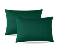DALINA Textil - Fundas de Cojines 2 Unidades de 45 x 60 cm - Fundas para Almohadas con Cremalleras diseño Lino Laminado por Las Dos Caras - 2 Fundas Verde Botella
