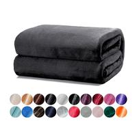 DALINA Textil - Manta para Sofá 160x220cm - Manta Cama 90, Sobrecama - Manta Terciopelo Ligera para Sofá, Cama, Viaje, Sala de Estar (Negro)