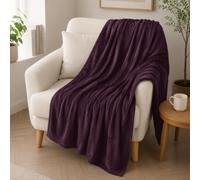 DALINA Textil - Manta para Sofá pequeña 130x160cm - Manta Terciopelo - Manta Ligera Franela para Sofá, Cama, Viaje, Sala de Estar (Morado)