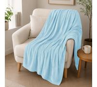 DALINA Textil - Manta para Sofá pequeña 130x160cm - Manta Terciopelo - Manta Ligera Franela para Sofá, Cama, Viaje, Sala de Estar (Celeste)