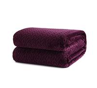 Dalina Textil - Mantas para Sofás de Franela 130X160CM con Diseño de Hojas de Sauce - Manta Pequeña Extra Suave y Cómodo - Morado