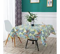 DALINA Textil - Mantel de Mesa Antimanchas Cuadrado de Estampado Hojales Multicolor - Mantel Estampado Impermeable, Lavable, Poliéster (140x140 CM)