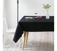 DALINA Textil - Mantel de Mesa Antimanchas Rectangular de Poliéster, Mantel Liso Impermeable, Lavable (140x240 CM,Negro)