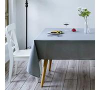 DALINA Textil - Mantel de Mesa Antimanchas Rectangular de Poliéster, Mantel Liso Impermeable, Lavable (140x240 CM,Gris)