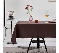 DALINA Textil - Mantel de Mesa Antimanchas Rectangular de Poliéster, Mantel Liso Impermeable, Lavable (140x240 CM,Marrón)