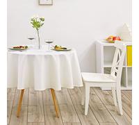 DALINA Textil - Mantel de Mesa Antimanchas Redonda de Poliéster, Mantel Liso Impermeable, Lavable (140CM Ø, Crudo)