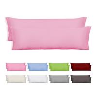 DALINA TEXTIL S.L - Juego de 2 Fundas Almohada 45x135cm - Funda Almohada 135cm Forma de Sobre Largo, Poliéster Transpirable y Suave, Sin Cremallera. Rosa
