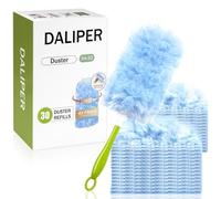 DALIPER Kit Plumero Atrapapolvo Duster con 30 Recambios y Mango Extensible 360° - Microfibra 4X para Ventiladores, Muebles y Persianas - Compatible con Swiffer Duster