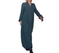 DALIT Vestido de mujer, vestido casual de otoño e invierno para mujer, vestido de manga larga con cuello en V de color liso, ropa de mujer (Color: 2, Talla: XL)