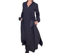 DALIT Vestido de mujer, vestido casual de otoño e invierno para mujer, vestido de manga larga con cuello en V de color liso, ropa de mujer (Color: 1, Talla: XL)