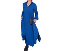 DALIT Vestido de mujer, vestido casual de otoño e invierno para mujer, vestido de manga larga de color liso con cuello en V, ropa para mujer (Color: 4, Tamaño: M)