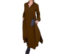 DALIT Vestido de mujer, vestido casual de otoño e invierno, vestido de manga larga con cuello en V de color sólido, ropa de mujer (color: 5, talla: S)