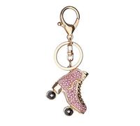 Daliuing Llavero con colgante de diamantes de imitación rosa para niñas/unisex. Llavero portátil para colgar llaves, accesorios para bolso de mano, adorno decorativo