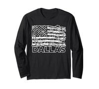 Dallas American Flag USA Streetwear Barbed Wire Distressed Manga Larga