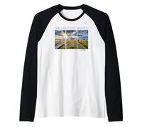 Dallas Fort Worth Texas Horizonte Arte DFW Cityscape Funkytown Camiseta Manga Raglan